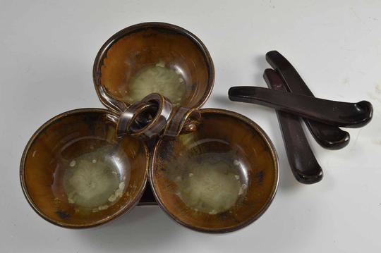 Mini Handmade Pottery Bowl Set Caddy